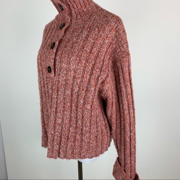 ZARA Ribbed Button Collar Chunky Sweater Small - Picture 6 of 15